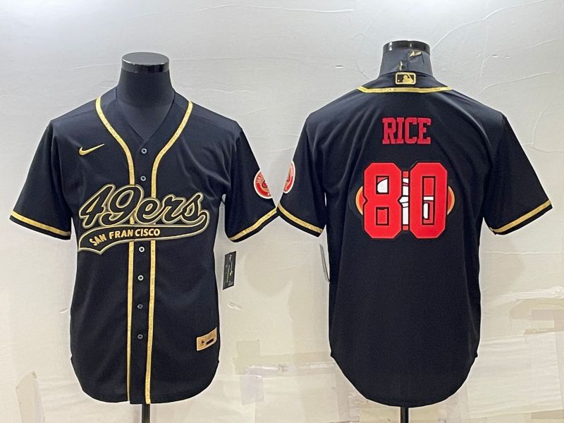 Men San Francisco 49ers #80 Rice Black Gold 2022 Nike Co branded NFL Jersey->san francisco 49ers->NFL Jersey